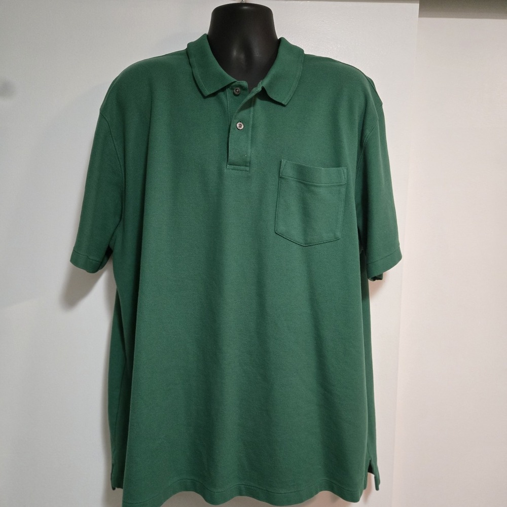 L.L. BEAN Size XXL 2Xl Extra Large Green Polo Men Golf Short Sleeve Shirt 242373